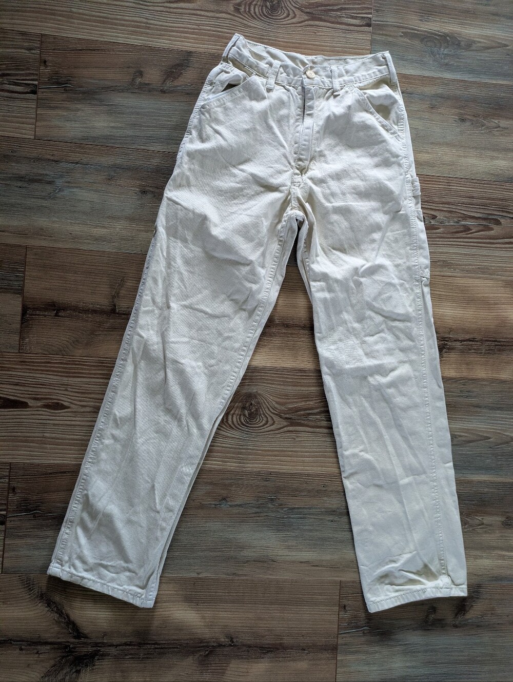 John J. Galt Brandy Melville Cream Straight Leg Cargo Style Denim Jeans Small